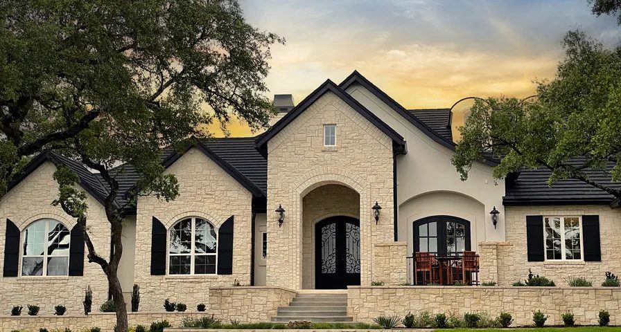 Stone-coated steel shake roofing installed on a home